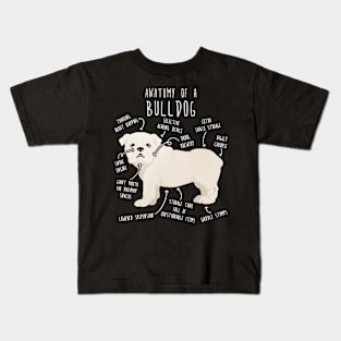 English Bulldog White Dog Anatomy Kids T-Shirt